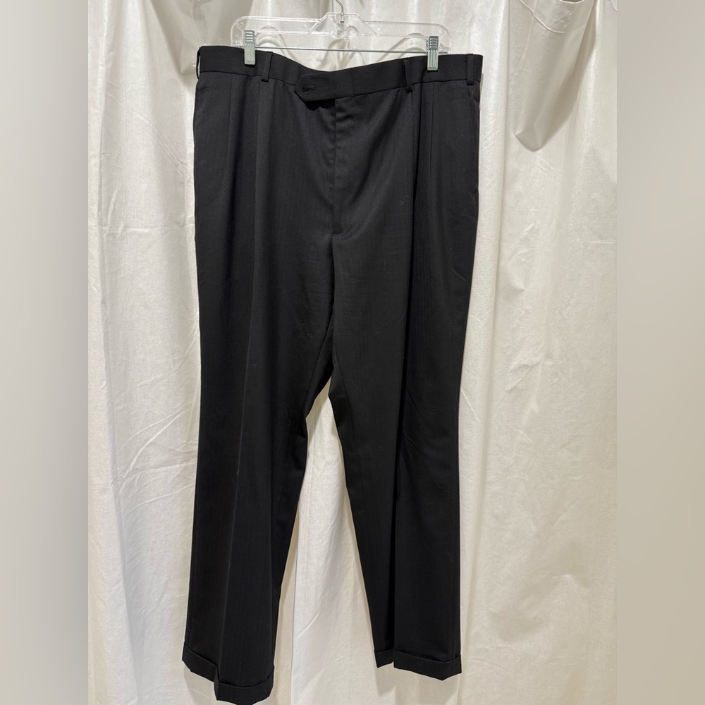 Bert Pulitzer Mens black Size 40w/32L Dress Pant black Polyester Wool blend